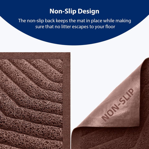 WePet Cat Litter Box Mat (No. 02-2), Durable PVC Pad, XXL 47 x 36, Urine-Resistant Trapping Rug in Brown