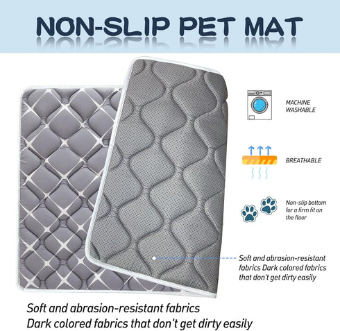 Dog Crate Mat, Ultra Soft Washable Dog Bed Mat with Anti-Slip Bottom, Cute Prints, 59" X 35"