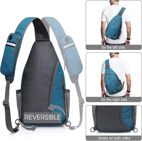 G4Free Sling Bag RFID Blocking Sling Backpack Crossbody Chest Bag for Hiking Travel (Teal Blue)
