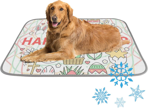 imiBBWQu Dog Cooling Mat Happy Easter Water Cooling Mat for Cat Washable Personalized