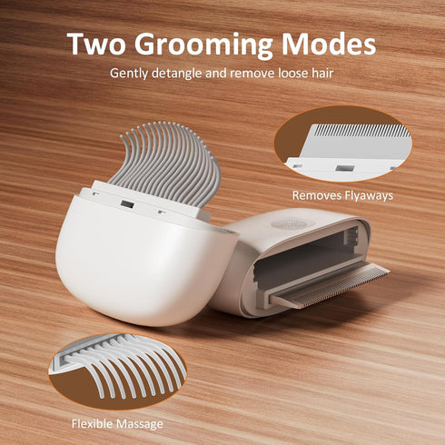 2-in-1 Cat Comb - Soft Pet Brush for Grooming, Metal Flea Comb for Hair Removal & Detangling Mats, Portable Comfortable