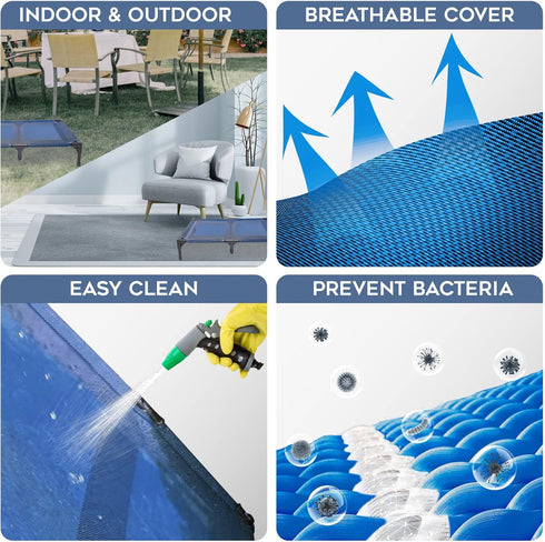 suddus Elevated Dog Bed Replacement Cover, Breathable Chew Proof Easy to Clean Elevated Pet Bed, XL/Blue
