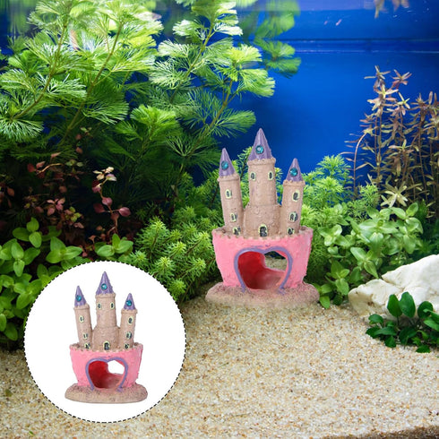 Heart Castle Statue, Aquarium Castle Fish Hidden Cave Ornament for Reptile Decor and Accessories