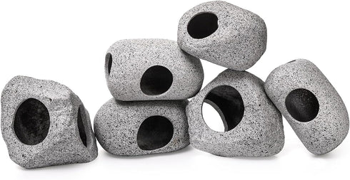 6 Pack Aquarium Decoration Rock Caves, Betta Fish Tank Hideaway, Stones House Decor for Cichlid Shrimp Territorial Fish