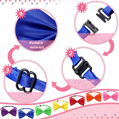 200 Pieces Adjustable Dog Bow Ties with Collar, 19 Colors, Pet Grooming Accessories for Medium Little Dogs