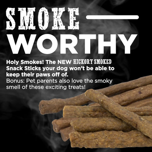 Premium Hickory Smoked Real Beef Dog Treats - 20 pack Bully Snap Stick, 100% Natural, Rawhide-Free, High Protein
