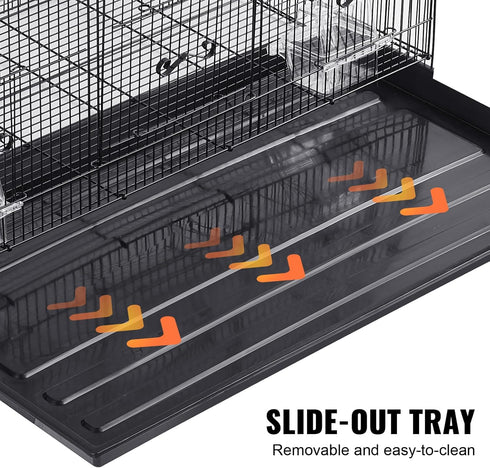 VEVOR 30 Inch Flight Bird Cage, Stackable with Slide-Out Tray, Small Parrots Birdcage for Cockatiels and Budgies