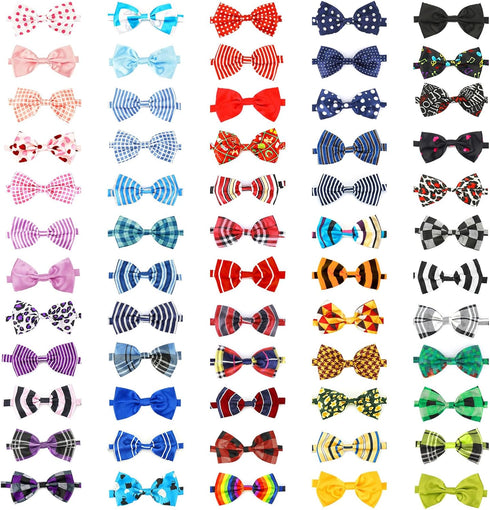 Segarty 60pcs Adjustable Bow Ties for Dogs, Comfortable Bowtie Collars for Small Medium Pets, Grooming Accessories