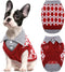 Kuoser Plaid Dog Sweater, Warm Patchwork Design Knitwear for Small Medium Dogs (XS, Red)
