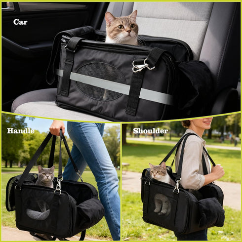3 1 15lbs) in Cat Car Seat for Center Console Portable Carrier for Shoulder Handle Car, Foldable Pet Armrest Booster