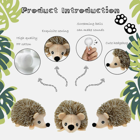 5 Pack Hide and Seek Dog Toys, Mushroom Crinkle Paper Hideaway with Squeaky Hedgehogs Interactive Plush Puzzle Puppy