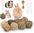 Bac-kitchen 17 Pcs Bunny Chew Grass Balls, Hangable Natural Handmade Enrichment Toys for