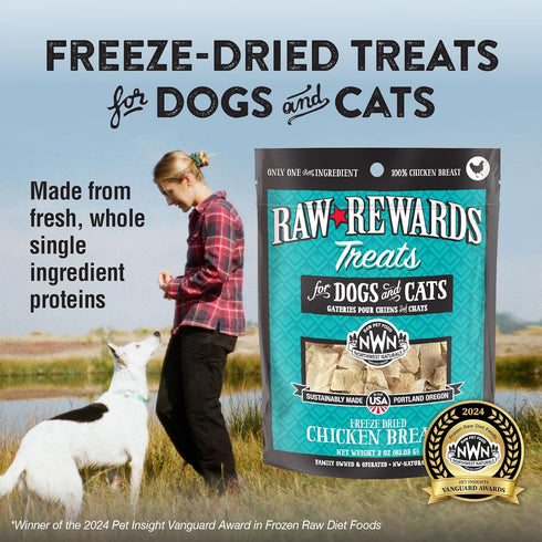 Northwest Naturals Raw Rewards Freeze-Dried Chicken Breast Treats for Dogs and Cats, 3 Oz, Healthy Pet Food