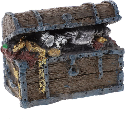 Aquarium Ornament, Resin Treasure Chest Decoration, Fish Tank Hide Castle for Underwater Landscape Decor