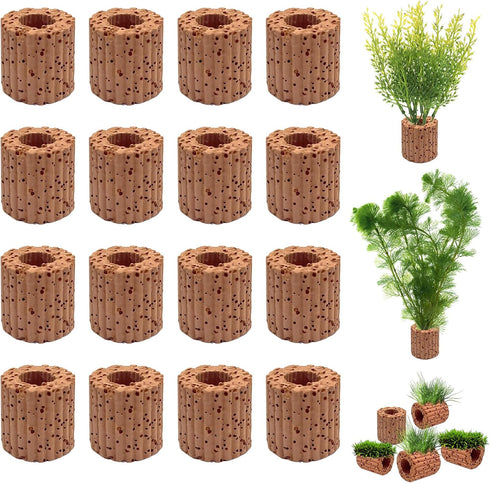 Rainmae 16 Pcs Aquatic Water Plant Fixed Rings, Ceramic Plant Pot for Water Plants Cultivation, Fish Tank Accessories