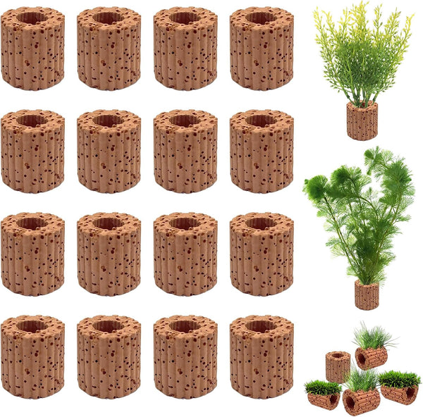 Rainmae 16 Pcs Aquatic Water Plant Fixed Rings, Ceramic Plant Pot for Water Plants Cultivation, Fish Tank Accessories