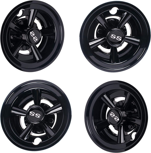 NOKINS Golf Cart SS Wheel Covers Hub Caps, Set of 4 for Most 8 Inch Golf Carts