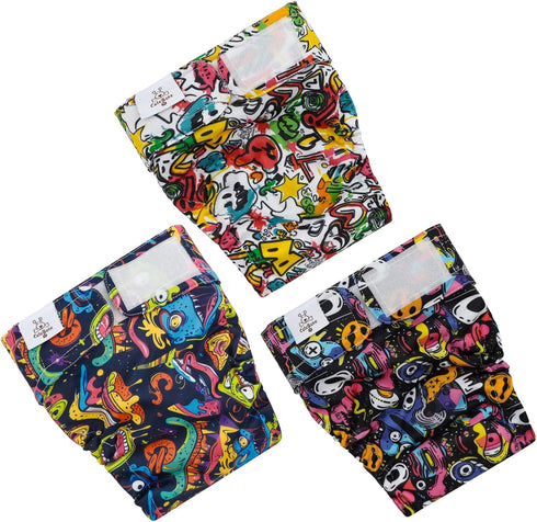 3 Pack WWD27XS CuteBone Washable Dog Diapers Female No Tail Hole Reusable Doggie Period Training Pants for Docked-Tail