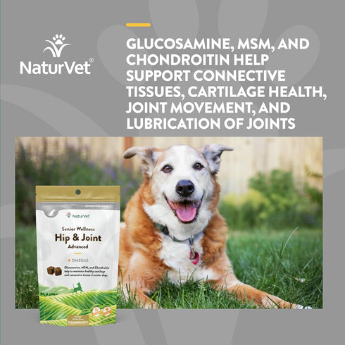 120 NaturVet Senior Wellness Hip & Joint Advanced Plus Omegas | Help Support Your Pets Healthy Hip & Joint Function |