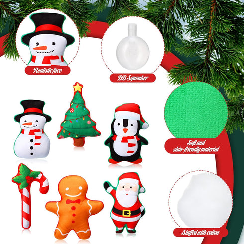 Leyndo 24 Pieces Christmas Squeaky Dog Toys Bulk, Interactive Teething Chew Toys for Christmas Dogs