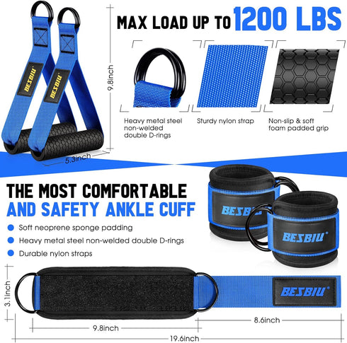 Heavy Resistance Bands Set for Working Out, 300lbs Fitness Bands with Handles, Door Anchor, Home Gym Equipment