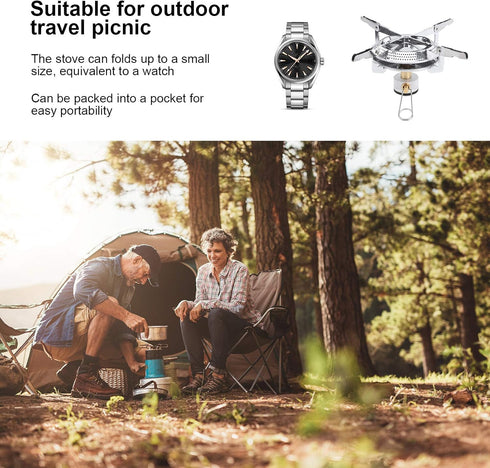 Portable Mini Camping Stove, Folding Outdoor Gas Stove for Hiking Cooking Picnic Cookware