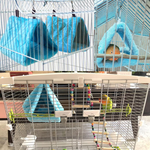 2Pcs Bird Tent Plush Hammock, Warm Hut Hanging Nest for Cage, Snuggle Sleeping Bed for Parrots