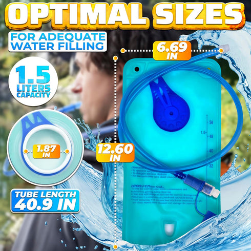 Water Bladder for Hiking Backpack – 1L/1.5L TPU Material Hydration Bladder with Large Opening Lid
