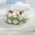 Lesure Round Cat Bed, Donut Small Dog Bed with Jacquard Shaggy Plush & Anti-Slip Bottom - Green 20 Inch