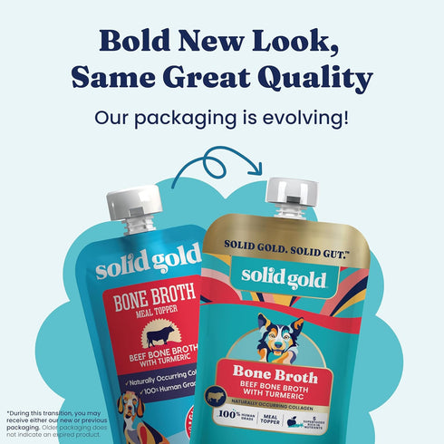 6 Pack Solid Gold Beef Bone Broth for Dogs - Limited Ingredient Bone Broth Dog Food Toppers for Picky Eaters
