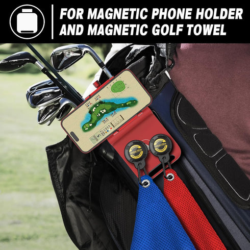 Golf Bag Metal Landing Pads for Magnetic Golf Equipment - Quick Access to Towel, Rangefinder, Flask, Speaker - US Patent