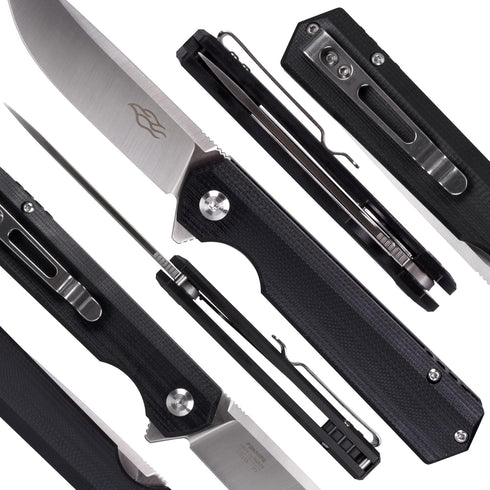 Firebird GANZO FH11S-BK Pocket Folding Knife with G10 Anti-Slip Handle and D2 Steel Blade for Outdoor Gear