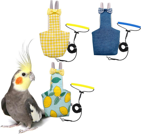 80 Inch 80-105 Grams3 Bird Diaper Harness Flight Suit Clothes with Flying Leash Rope for Parrots Conure Cockatiel Pet