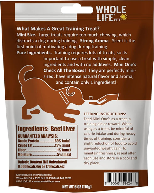 Whole Life Pet Mini Ones: Beef Liver Treats for Small Dogs, Human Grade, Made in The USA