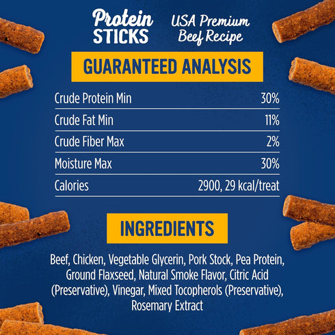 #1 6 oz (Pack 1) Blue Dog Bakery Protein Jerky Meat Sticks, Made w/USA Beef Ingredient, Healthy Dog Treats, All