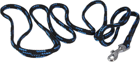 Dogs My Love 6ft Long Blue Braided Rope Dog Leash with Black, 6 Sizes (XXSmall: 6ft Long; 0.15" Diam (4mm))