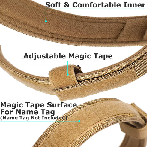 Dog Tactical Collar, Military Training Collar with Control Handle and Heavy Metal Buckle for Large Dogs