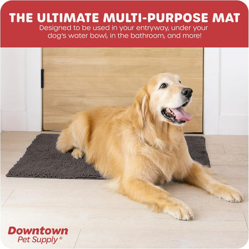 My Doggy Place Microfiber Dog Mat for Muddy Paws, 36" x 26" Ash, Absorbent Quick-Drying Dog Cleaning Mat