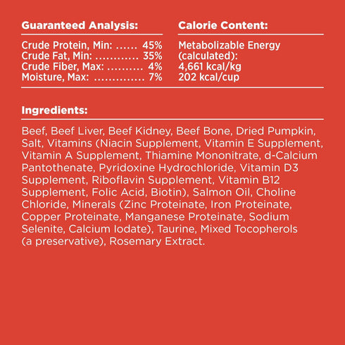 10 oz 97% BIXBI Rawbble Freeze Dried Cat Food, Beef Recipe, - Meat and Organs, No Fillers - Pantry-Friendly Raw Cat