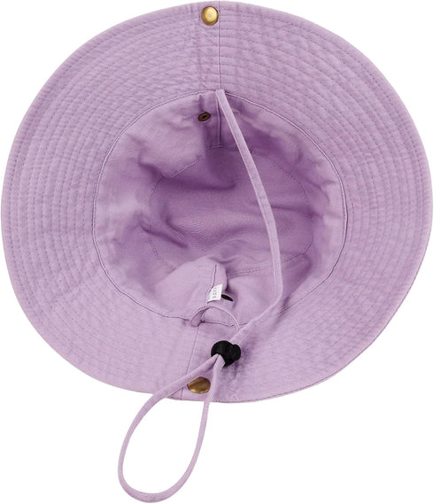 Unisex Cotton Boonie Hat, Packable Summer Outdoor Fishing Bucket Hat with String for Women Men