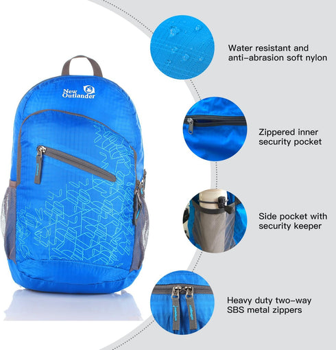 Outlander Packable Lightweight Travel Hiking Backpack - Daypack in Light Blue