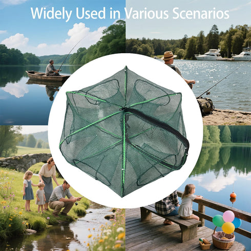Generic 2Pcs (6Holes) Foldable Fish Trap,Minnow Trap,Crab Trap,Fishing Net,Bait Cage for Crabs Minnow Lobster Shrimp