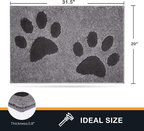 PURRUGS 20" x 31.5" Dirt Trapper Door Mat, Non-Skid Microfiber Entryway Rug, Super Absorbent Welcome Mat for Shoes, Grey