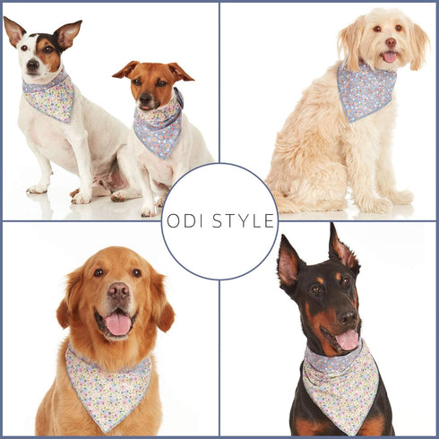 Reversible Purple Floral Dog Bandana - Cotton Handkerchief for Small Dogs, Cats, Puppies, Single Piece