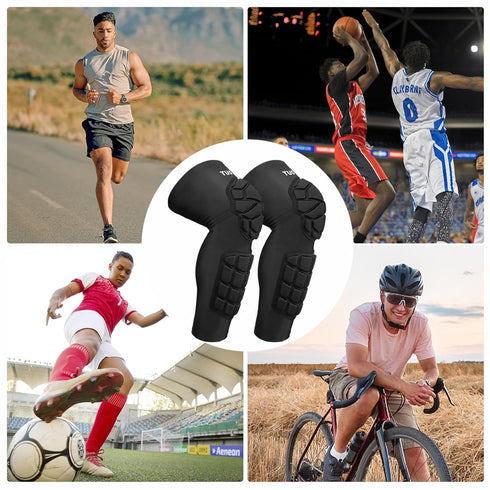 Padded Knee & Shin Guards, Compression Leg Sleeve Knee Brace for Youth Adult Football Basketball Soccer