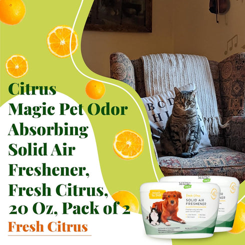 20 2-Pack Citrus Magic Pet Solid Air Freshener, Pet Odor Eliminator for Home, Odor Absorber for Dog & Cat Areas