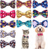 PET SHOW 10pcs Halloween Small Dog Bow Ties for Medium Dogs, Detachable Bowties with Elastic Bands