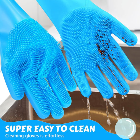 Pecute Pet Grooming Gloves Large, Heat Resistant Cat Bathing Gloves with High-Density Teeth for Washing and Massaging