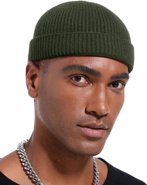 vidsel Thin Wool Fisherman Beanie Hat for Men Women, Fall Winter Short Knit Cuffed Fashion Cap