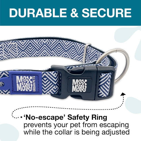 Max & Molly Classic 4 ft Dog Leash in Mykonos Navy - Strong, Padded, Waterproof, Lightweight, Comfortable for Small Dogs